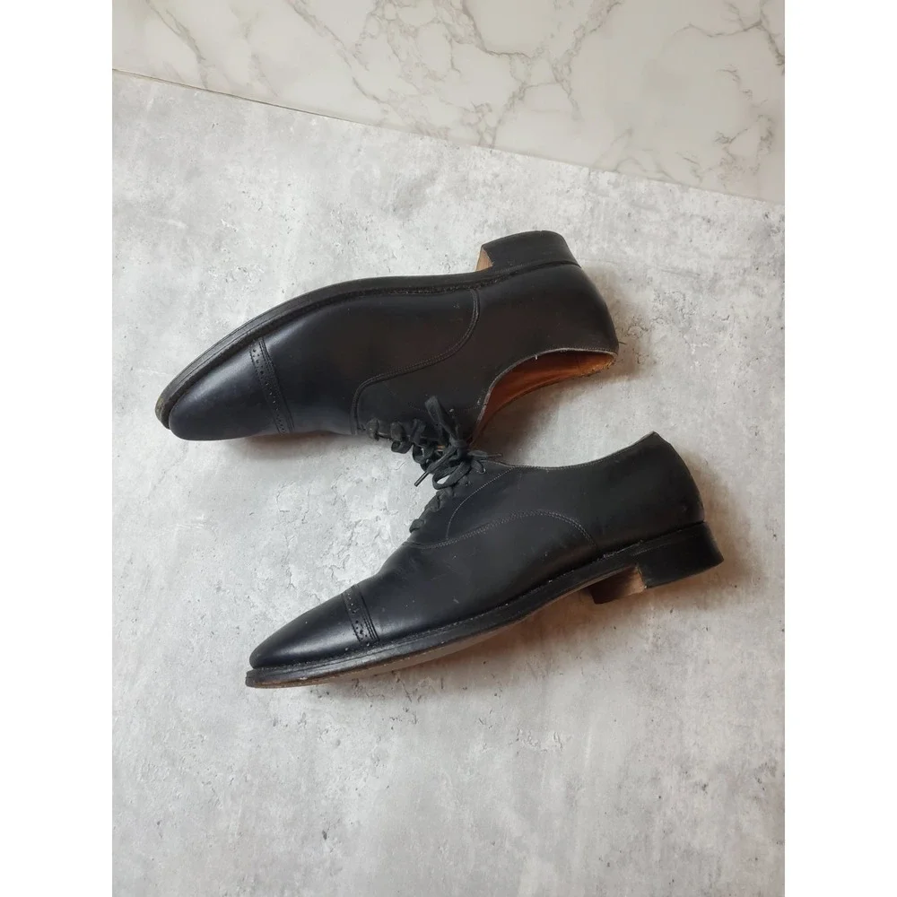VTG Brooks Brothers Men's 9 Oxford Dress Shoes Black Leather Made in England